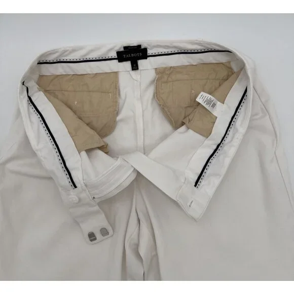 Talbots Newport size 12 white dress pant pockets straight leg‎ stretch cotton - Picture 5 of 10